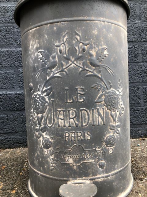 Vintage afvalbak 'Le Jardin Paris' - zink
