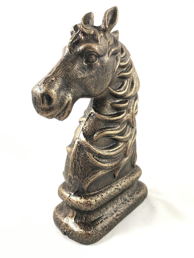 Schöne Pferdeskulptur, Bronze-Look, aus Gusseisen