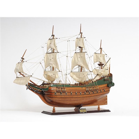 Prachtig met de hand vervaardigd houten oorlogschip, 