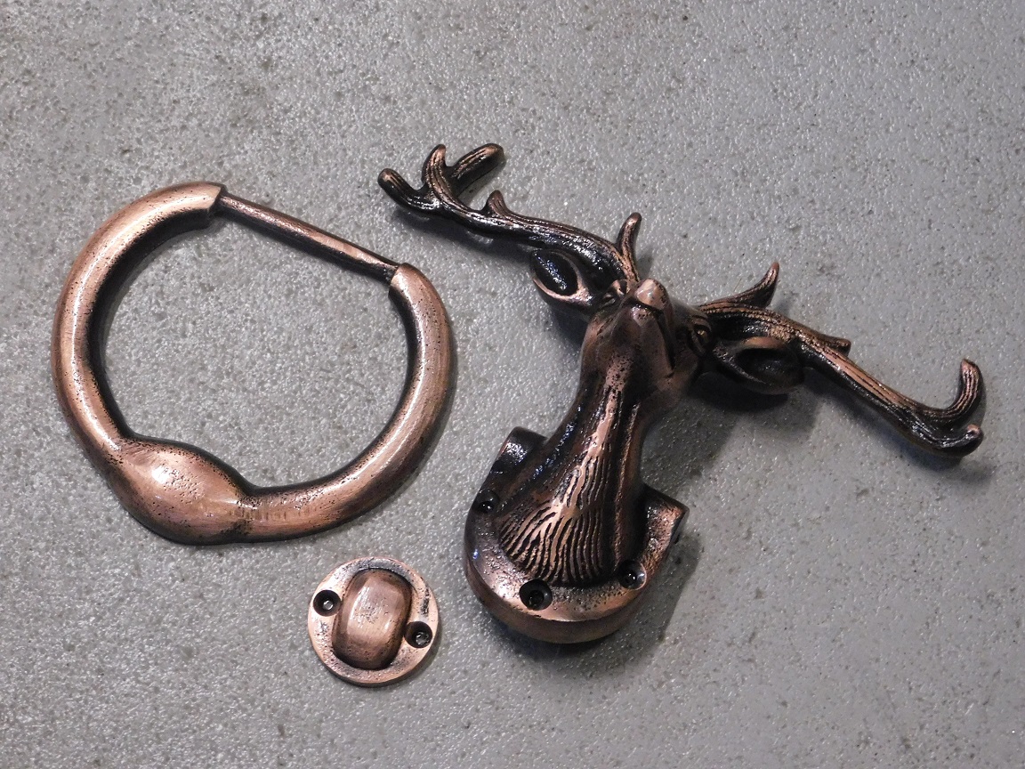 Türklopfer Hirschkopf - antikes Eisen - Farbe Kupfer
