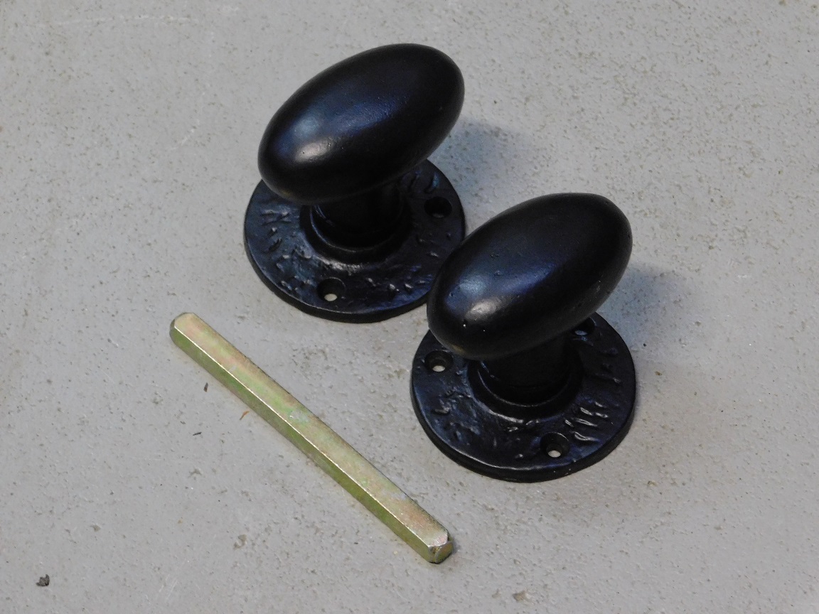 Dubbele deurknop - smeedijzer - zwart