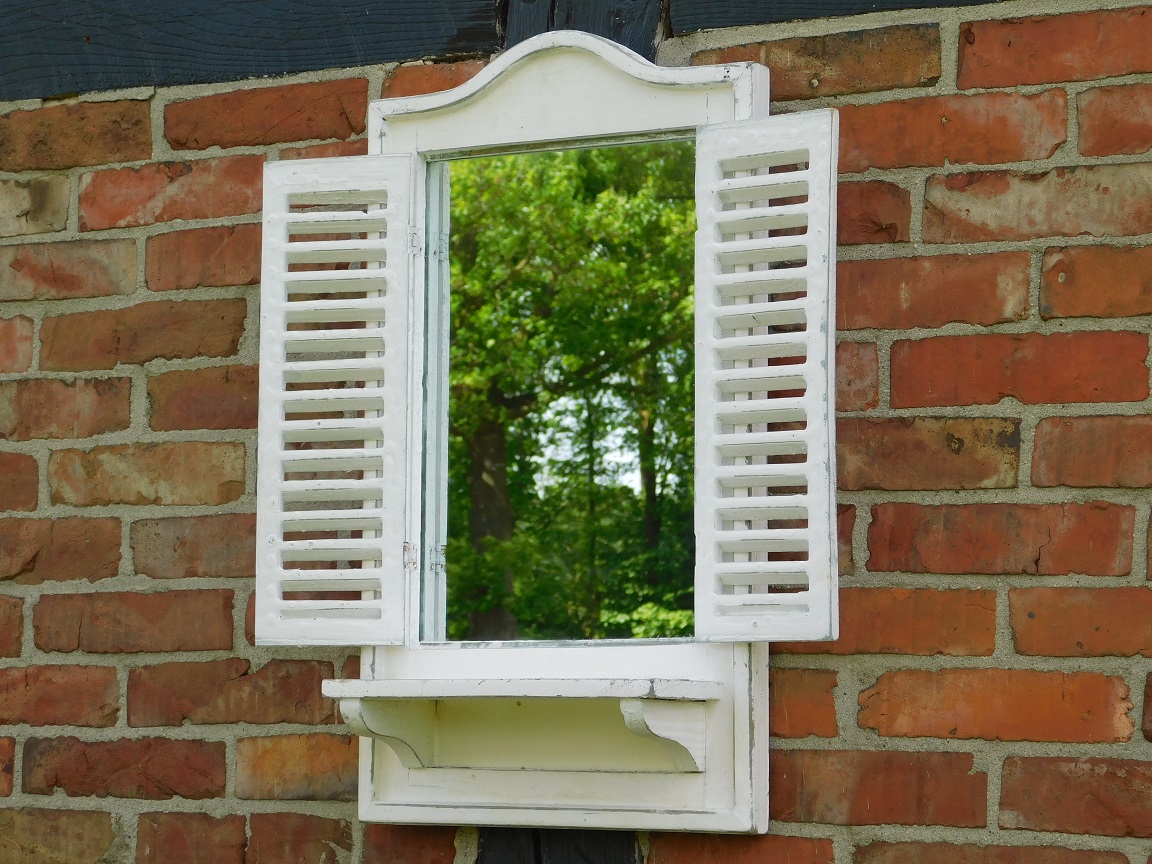 Spiegel mit Fenster - Holzrahmen und Türen - Old French White