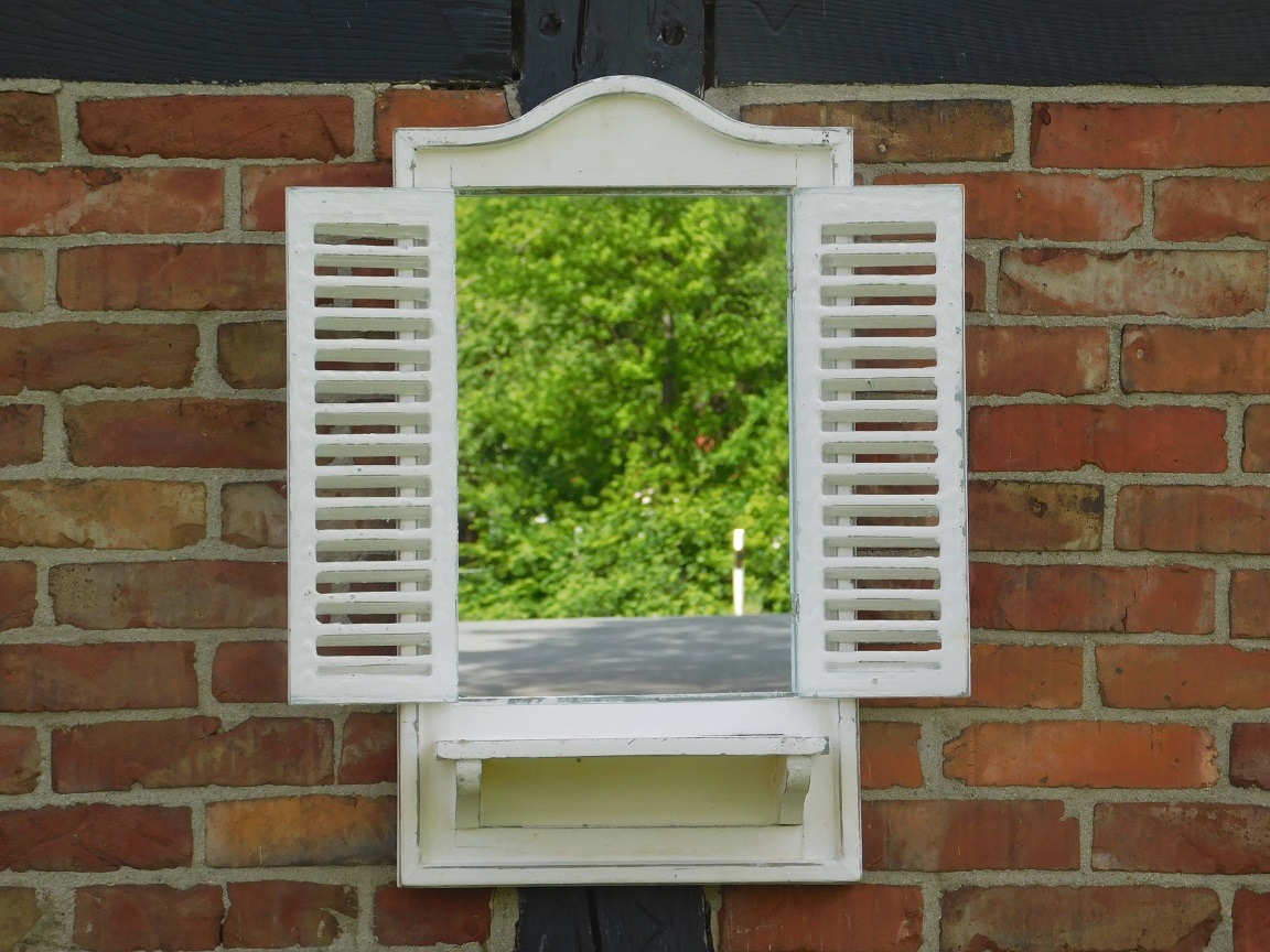 Spiegel mit Fenster - Holzrahmen und Türen - Old French White