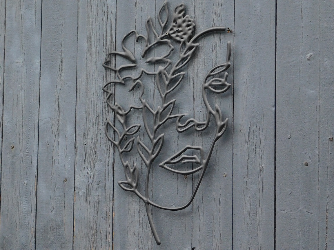 Gezicht met Bloemen - 50 cm - Outline Wanddecoratie