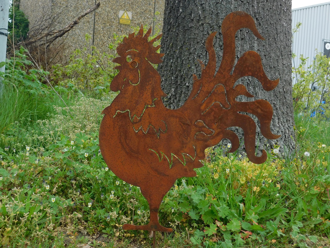 delen ondersteuning Scheermes silhouette-van-een-haan-rustiek-metalen-dier-tuin-decoratie