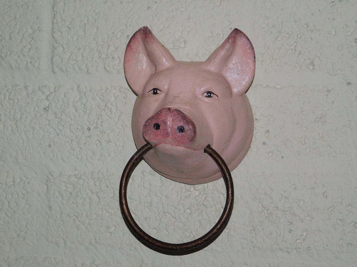 Handdoek ring 'Pig Head' - gietijzer