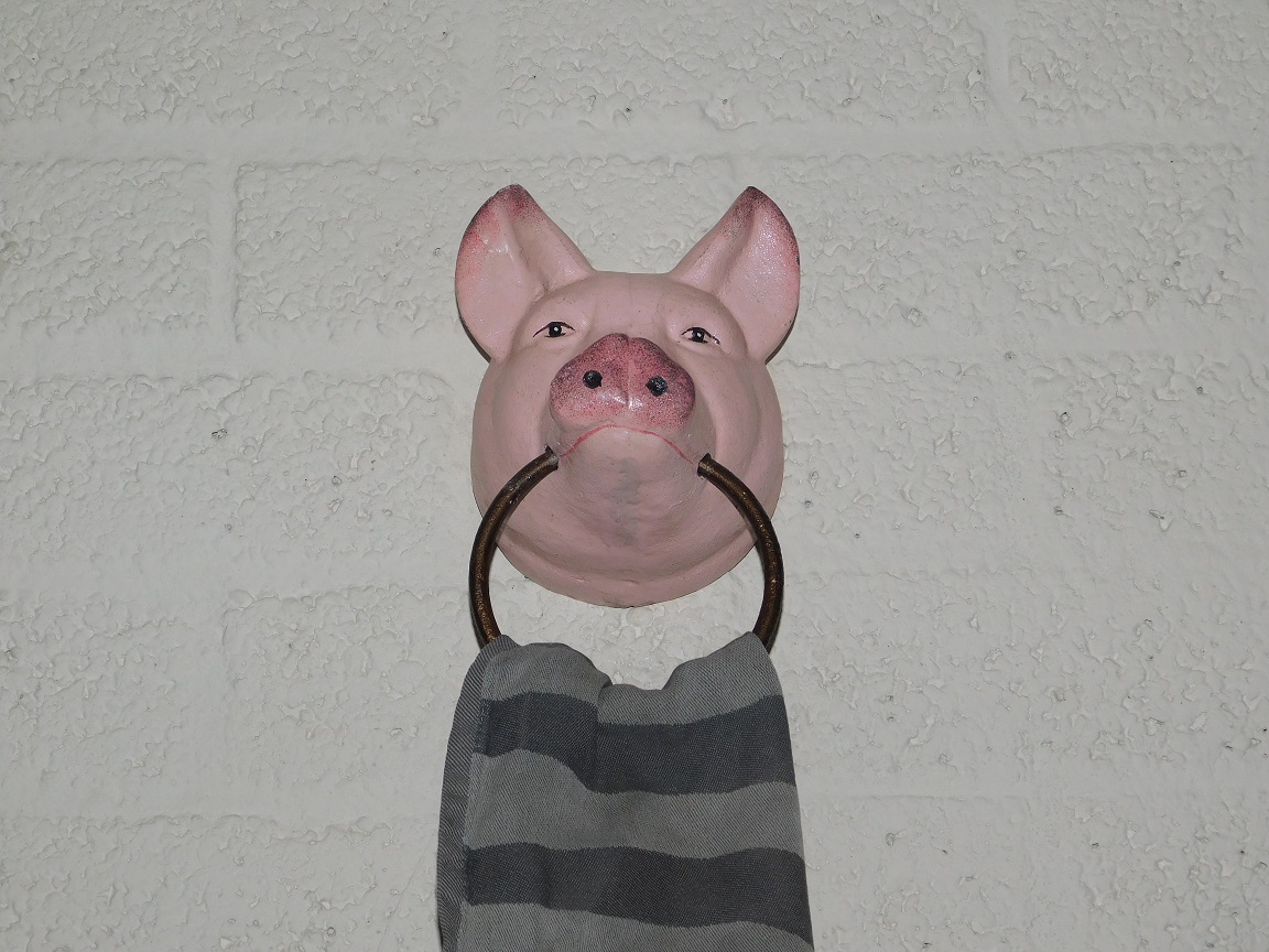 Handdoek ring 'Pig Head' - gietijzer