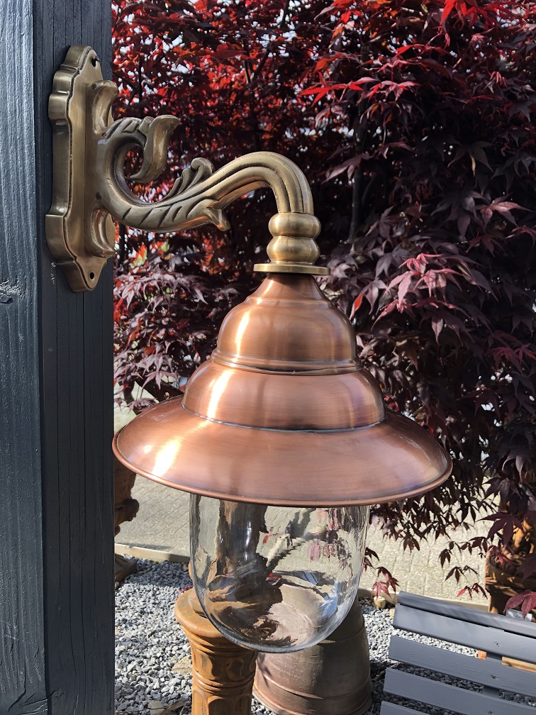Außenlampe ganz aus Kupfer-Glas, Kupfer-Wandlampe, rustikale Außenlampe, Außen-Wandlampe vor der Tür, Top-Qualität!