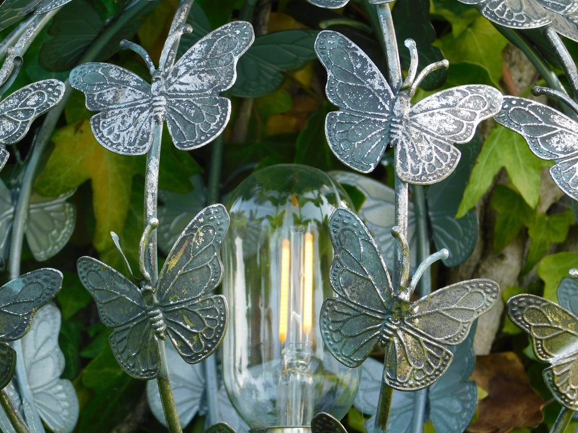 Laterne mit Schmetterlingen - Metall - Rund - Inklusive Beleuchtung