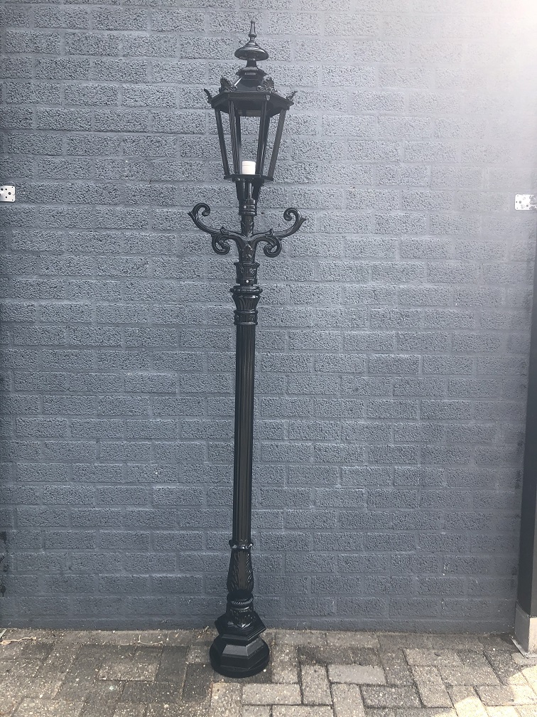 Buitenlamp, lantaarn met keramische fitting en glas, gegoten aluminium, 235 cm-zwart