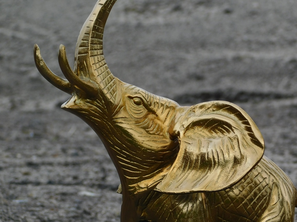 Sculptuur olifant - goud - alu