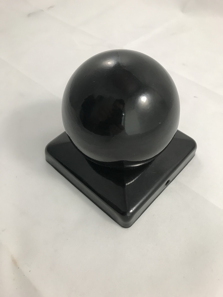 Paal cover, zwart, met bol, 9,1 cm x 9,1 cm
