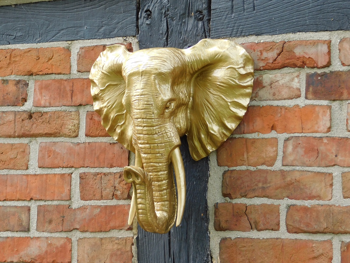 Wandornament olifant - goud - polystone