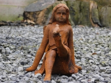 Statue Elf-engel mit Vogel - Gusseisen