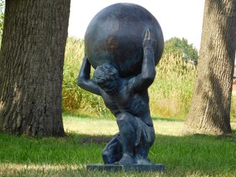 Atlas XL Statue – 70 cm – Antikblau – Polystone