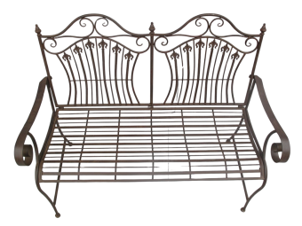 Elegante Gartenbank aus Eisen – rustikales Braun