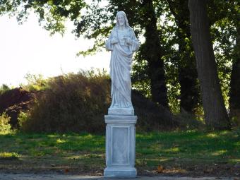Statue des Heiligen Herzens Jesu auf Sockel – 127 cm – Klassisches Steinset