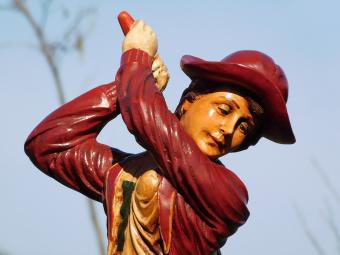 Vintage Beeld Vrouwelijke Golfer – 70 cm Hoog | Uniek & Eenmalig Leverbaar