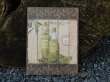 Nostalgischer Dekoteller, italienisches Olivenöl, Foto als Wandbild