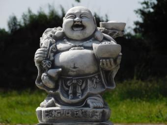 Eenmalig: Lachende Boeddha op Sokkel - 48 cm - Steen