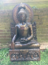 Thailändischer Buddha auf Thron - 93 cm - Stein