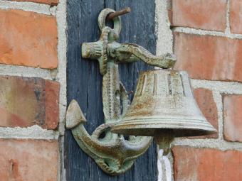Türklingel „Anker“ aus Gusseisen – Grün/Braun – inklusive Schnur