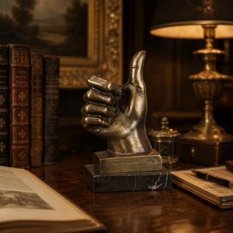 Hand van brons , duim omhoog