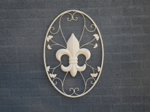 Groot Wandornament - Franse Lelie - Smeedijzer - Antiek-Wit