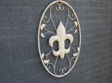 Groot Wandornament - Franse Lelie - Smeedijzer - Antiek-Wit