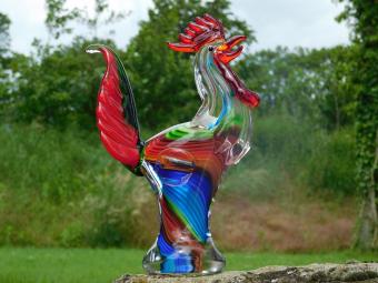 Glasfigur „Hahn“ – 28,5 x 20 cm – Handgefertigtes Kunstwerk