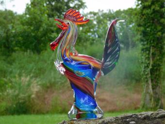 Glasfigur „Hahn“ – 28,5 x 20 cm – Handgefertigtes Kunstwerk