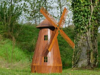 Klassische Windmühle XL – 110 cm – Metall – Rostoptik