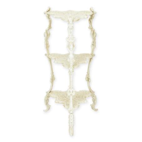 Bijzettafel gietijzer , oud wit 
