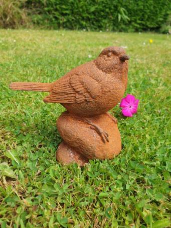 cast iron sparrow, bird, garden statue