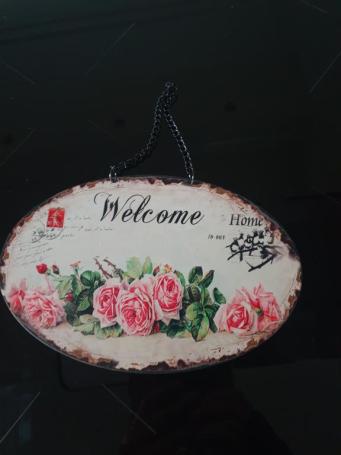 Willkommensschild mit Rosen, Geschenk