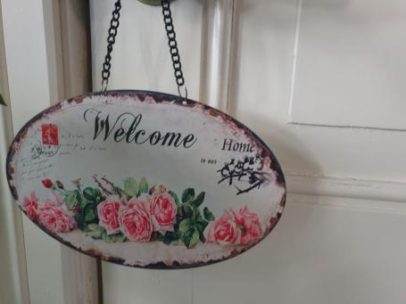Willkommensschild mit Rosen, Geschenk