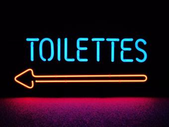 Neon <-- Toilettes - 56 cm - Blauw met Rood