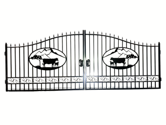 Landhaus-Tor „Alpine Weide“ – 365 cm – Schmiedeeisen – Schwarz