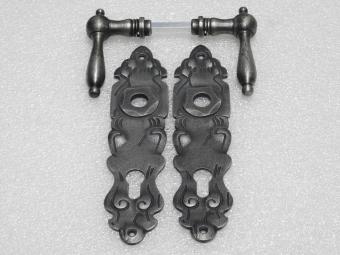 Set Deurbeslag - Klinken Cambridge + Deurplaten Royale PC 92 - Gietijzer Verzinkt