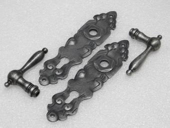 Set Deurbeslag - Klinken Cambridge + Deurplaten Royale PC 92 - Gietijzer Verzinkt