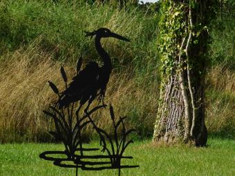 Gartenstab Reiher-Silhouette - 112 cm - Mattschwarz