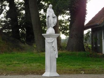 Tuinbeeld Maria op Medusa Sokkel - 170 cm - Stenen Beeld met Zuil Set