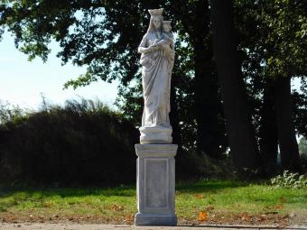 Gartenstatue der Maria mit Kind auf Sockel – 130 cm – Klassisches Steinset