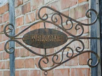 Uithangbord Welcome met Bel - Metaal