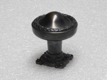 Vaste Deurknop met Sierlijke Rozet - Donker Gepatineerd Messing