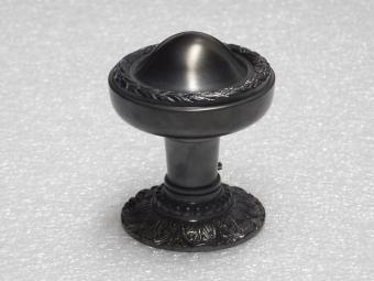 Vaste Deurknop met Bloemrozet - Donker Gepatineerd Messing