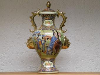 Vintage-Vase – 50 cm – Satsuma-Stil – Handbemaltes Porzellan