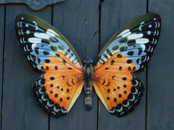 Vlinder Oranje - 35 cm - Wanddecoratie - Metaal