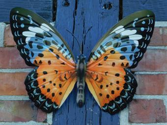 Vlinder Oranje - 35 cm - Wanddecoratie - Metaal
