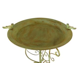 Vogelbad mit Vögelchen – 75 cm – Rustikales Grün – Metall